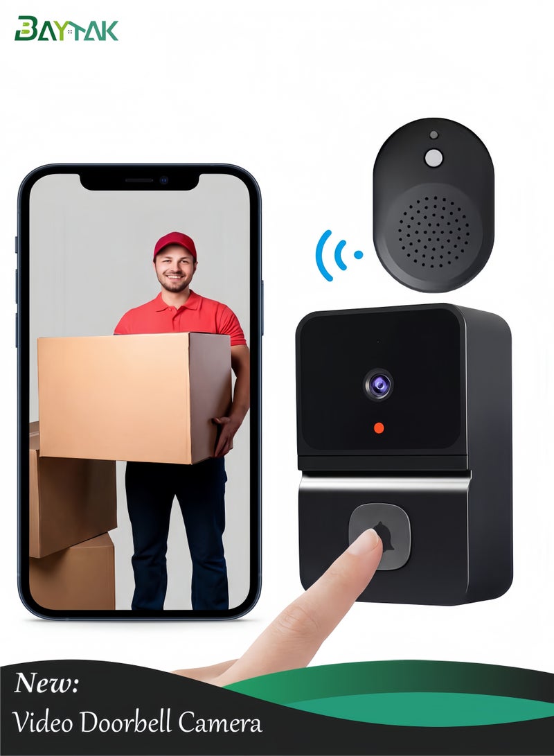 بيتك جرس باب ذكي مع كاميرا، جرس باب لاسلكي يعمل بالواي فاي مع رؤية ليلية وصوت ثنائي وجرس تنبيه - Image 1